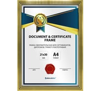 Рамка BRAUBERG 21x30 см, небьющаяся, багет 15 мм пластик, respect, золотистая 391272