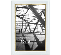 Рамка BRAUBERG 10x15 см, небьющаяся, багет 14.6 мм, пластик, original line, белая/золото 391235