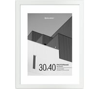 Рамка BRAUBERG 30x40 см с паспарту 21x30 см, небьющаяся, багет 20 мм, пластик, new age, белая 391278