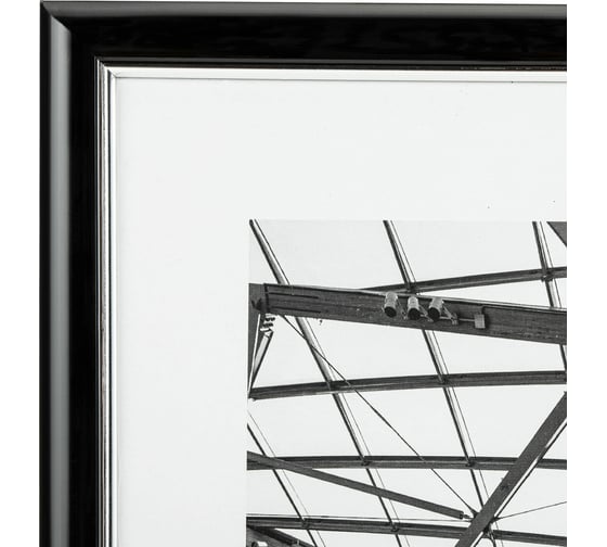Рамка BRAUBERG 21x30 см, небьющаяся, багет 14.6 мм, пластик, original line, черная/серебро 391234