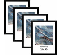 Рамка BRAUBERG 21x30 см, небьющаяся, комплект 4 шт., багет 16 мм мдф, basic, черная 391259