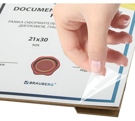 Рамка BRAUBERG 21x30 см, небьющаяся, багет 15 мм, пластик, respect, бронзовая 391270