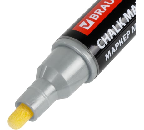 Меловой маркер BRAUBERG pop-art серебряный, 5 мм, влагостираемый, для гладких поверхностей 152486