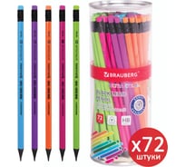 Чернографитный карандаш BRAUBERG hb с ластиком, ultra color, выгодный комплект 72 штуки 880762