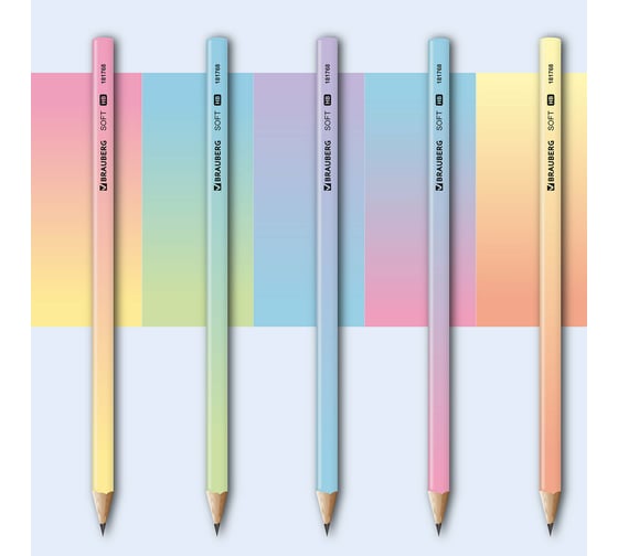 Чернографитный карандаш BRAUBERG hb, soft pastel, выгодный комплект 72 штуки, корпус ассорти 880759