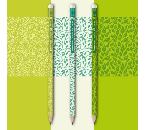 Чернографитный карандаш BRAUBERG hb с ластиком, green, выгодный комплект 72 штуки 880761
