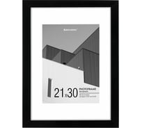 Рамка BRAUBERG 21x30 см с паспарту 15x21 см, небьющаяся, багет 20 мм, пластик, new age, черная 391275