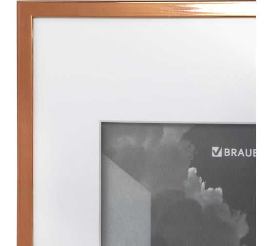 Рамка BRAUBERG 21x30 см с паспарту 15x21 см, небьющаяся, багет 5 мм, пластик, smart, золотистая 391279