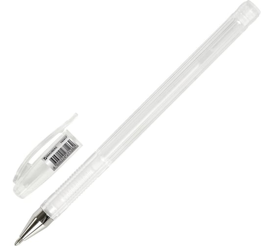 Гелевая белая ручка BRAUBERG white pastel, выгодная упаковка, комплект 12 штук, линия письма 0.5 мм 880209