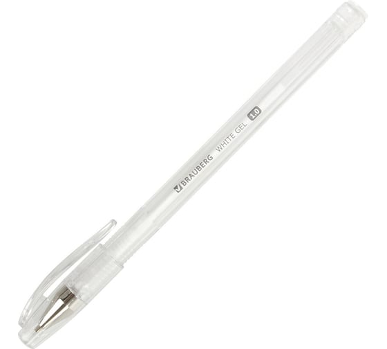 Гелевая белая ручка BRAUBERG white pastel, выгодная упаковка, комплект 12 штук, линия письма 0.5 мм 880209
