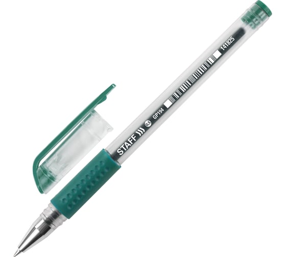 Гелевая ручка Staff с грипом Everyday Gp-194, зеленая, корпус прозрачный, узел 0,5 мм, 0,35 мм 141825