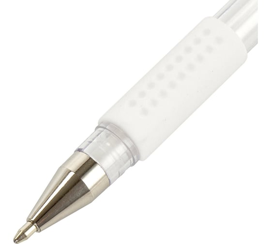Гелевая ручка BRAUBERG белая white, выгодная упаковка, комплект 12 штук, линия письма 0.5 мм, с грипом 880214