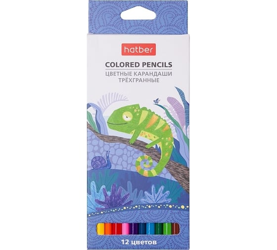Цветные карандаши Hatber трехгранный корпус, 12 цв., COLORA 063837