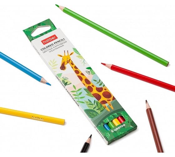 Цветные карандаши Hatber трехгранный корпус, 6 цв., COLORA 063836