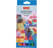 Цветные карандаши Hatber трехгранный корпус, 24 цв., Городок 6шт. в упаковке 067699