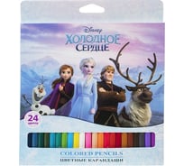 Цветные карандаши Hatber VK 24 цв., Холодное сердце DISNEY 6шт. в упаковке 057422