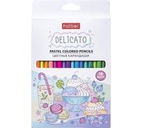 Цветные карандаши Hatber пастельные, трехгранный корпус, 18 цв., DELICATO 8шт. в упаковке 072618