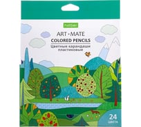 Цветные карандаши Hatber ECO пластиковые, 24 цв., ART-Mate 6шт. в упаковке 068179