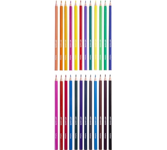 Цветные карандаши Hatber ECO пластиковые, 24 цв., ART-Mate 6шт. в упаковке 068179