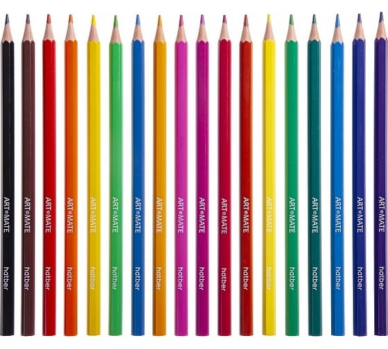 Цветные карандаши Hatber ECO пластиковые, 18 цв., ART-Mate 8шт. в упаковке 068178
