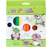 Цветные карандаши Hatber VK 24 цв., Забавные истории 6шт. в упаковке 053833