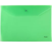 Пластиковая папка-конверт на кнопке Hatber А4 180мкм Зеленая 100шт. 040037