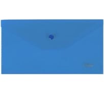 Пластиковая папка-конверт на кнопке Hatber С6 180мкм Синяя 224x119мм 125шт. 032610