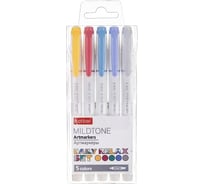 Набор артмаркеров Hatber Mildtone PASTEL RELAX 5 шт., двухсторонние, 1 мм/4 мм 070364