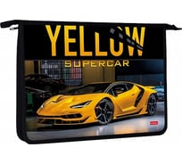 Папка для тетрадей Hatber пластиковая, А4, 2 отделения, 240x340x75 мм, на молнии, YELLOWsupercar, 12 шт. 069604