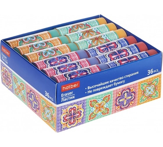 Ластик Hatber PVC, Mosaic, 36 шт. 073222