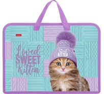 Папка для тетрадей Hatber пластиковая, А4, с ручками, 245x340x35 мм, на молнии, Sweet kitten, 24 шт. 078967