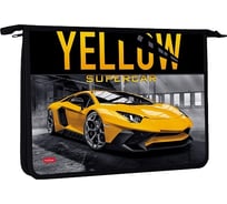 Папка для тетрадей Hatber пластиковая, А4, 245x340x40 мм, на молнии, YELLOWsupercar, 12 шт. 079273