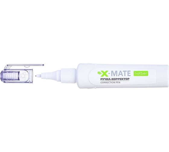 Ручка-корректор Hatber X-Mate 6 мл, с гибридным наконечником, с колпачком и клипом, 12 шт. 081344