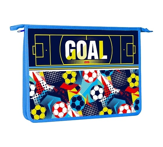 Папка для тетрадей Hatber пластиковая, А4, 2 отделения, 240x340x75 мм, на молнии, Goal!, 12 шт. 079285