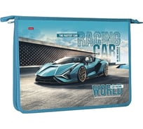 Папка для тетрадей Hatber пластиковая, А4, 245x340x40 мм, на молнии, На гоночном треке, 12 шт. 079279