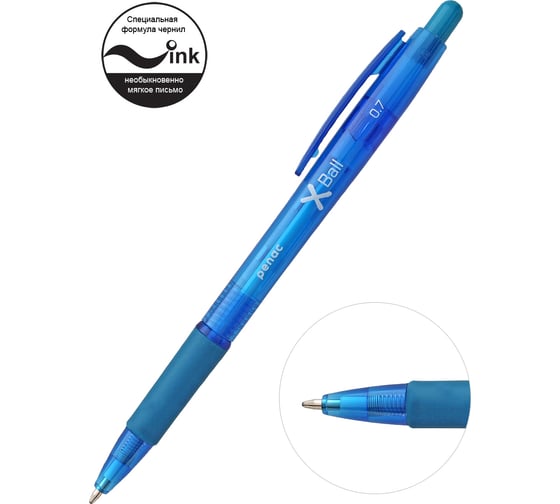 Шариковая автоматическая ручка Penac x-ball 0.7мм синяя, 4 шт BA3501-03F/4B