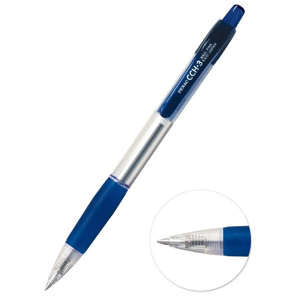 Шариковая автоматическая ручка Penac cch-3 синяя, 3шт BA3001/03-3B ...