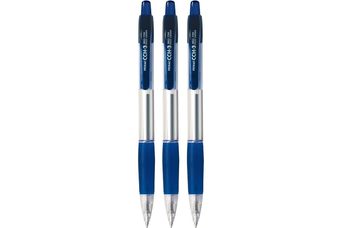 Шариковая автоматическая ручка Penac cch-3 синяя, 3шт BA3001/03-3B ...