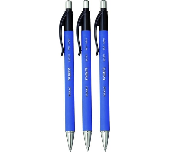 Шариковая автоматическая ручка Penac rbr синяя, 3шт BA2301/03-3B