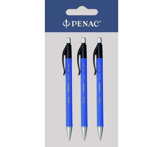 Шариковая автоматическая ручка Penac rbr синяя, 3шт BA2301/03-3B