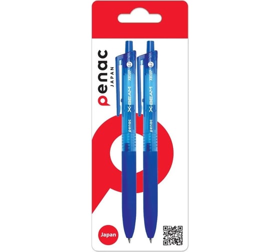 Шариковая ручка Penac x-beam xb 107 0,7мм синяя, пластиковый клип, 2шт BP0107-BL/03-2B