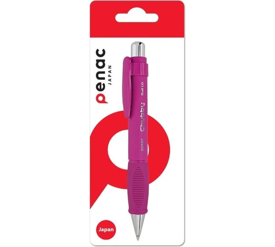 Шариковая автоматическая ручка Penac chubby 1.0мм синяя, корпус малиновы BP0410-PK/B