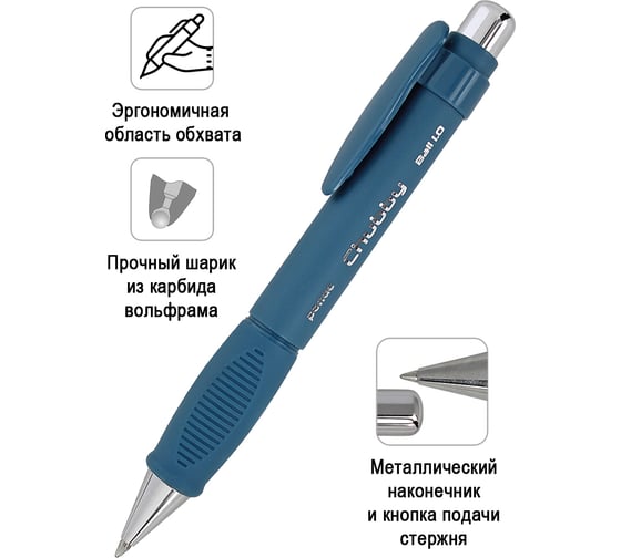 Шариковая автоматическая ручка Penac chubby 1.0мм синяя, корпус бирюзово-синий BP0410-TQ/B