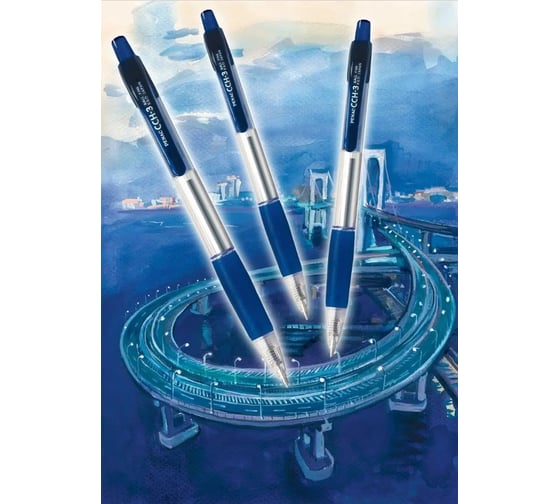 Гелевая автоматическая ручка Penac cch-3 0,5мм черная, 3шт BA3101-06EF/3В