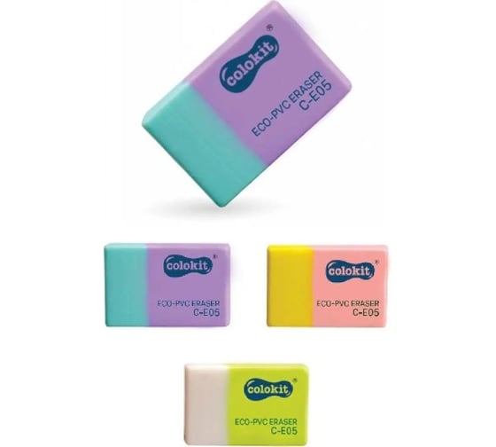 Ластик Flexoffice colokit c-e05, ассорти, 3 шт, в блистере C-E05/3B