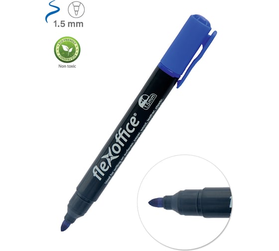 Перманентный маркер Flexoffice 1.5мм, синий, 3 шт FO-PM03/BL-3B