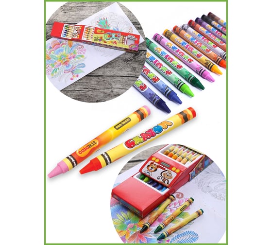 Восковые мелки Flexoffice colokit 24 цвета, дизайн автобус CR-C021