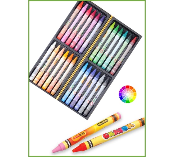 Восковые мелки Flexoffice colokit 24 цвета, дизайн автобус CR-C021