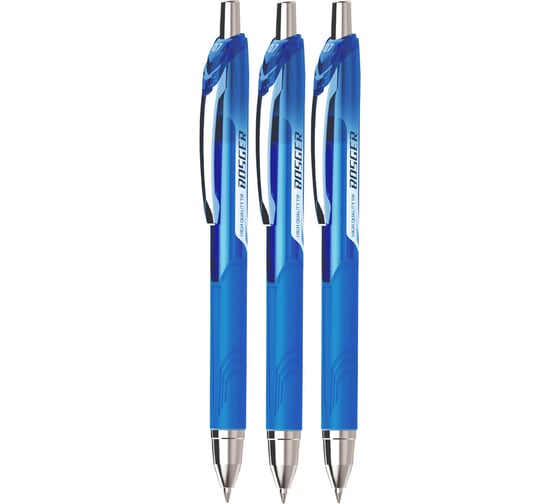 Гелевая автоматическая ручка Flexoffice bizner bosger синяя, 3шт BIZ-GEL24 BLUE/3B