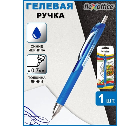 Гелевая автоматическая ручка Flexoffice bizner bosger синяя, 1шт BIZ-GEL24 BLUE/B